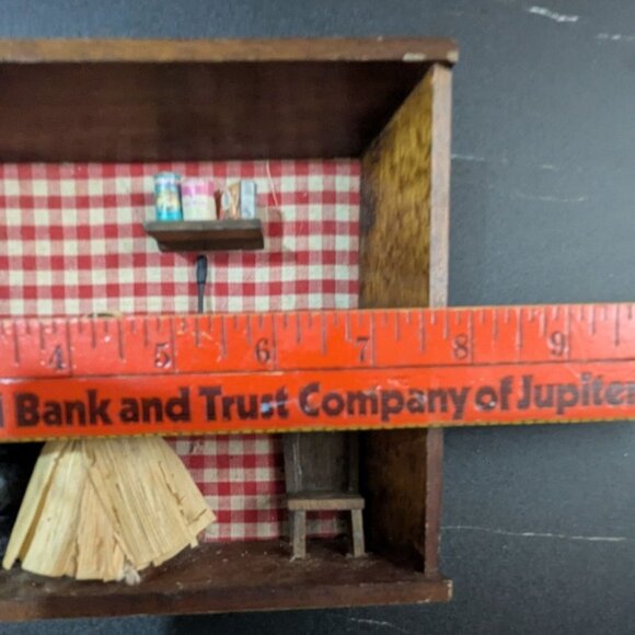 Vintage Wood Shadow Box Kitchen Scene Miniature Rustic Decor Handmade  Diorama - Picture 6 of 9